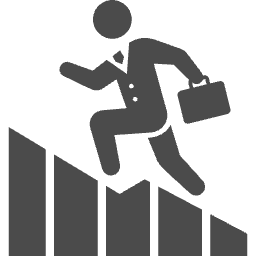 サラリーマンが栄光の階段を駆け上がってる画像